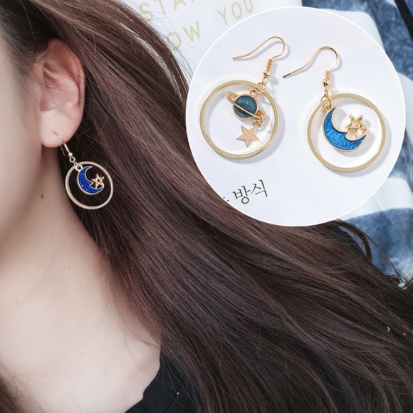 Cute Nation Jewelry - NEW MIDNIGHT Cute Moon Star Handmade Earrings 12
